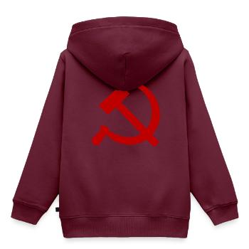 Sense und Hammer - Kinder Premium Organic Hoodie - Burgunderrot - Hinten - AI Model Kid Female (0cm)