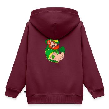 Saint Patrick's Day irish kobold St. Patrick’s Day - Kinder Premium Organic Hoodie - Burgunderrot - Hinten - AI Model Kid Female (0cm)