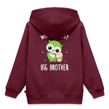 World's Best Big Brother - Großer Bruder Eulen - Kinder Premium Organic Hoodie - Burgunderrot - Hinten - AI Model Kid Female (0cm)