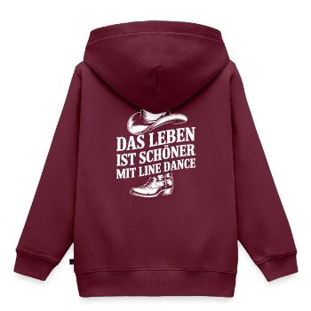 Das Leben ist schöner mit Line Dance - Kinder Premium Organic Hoodie - Burgunderrot - Hinten - AI Model Kid Female (0cm)