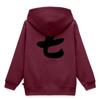 Sieben - Kinder Premium Organic Hoodie - Burgunderrot - Hinten - AI Model Kid Female (0cm)