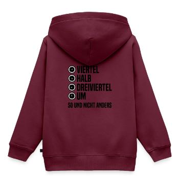 Ostdeutschland Uhrzeit Ossi DDR Ostblock - Kinder Premium Organic Hoodie - Burgunderrot - Hinten - AI Model Kid Female (0cm)