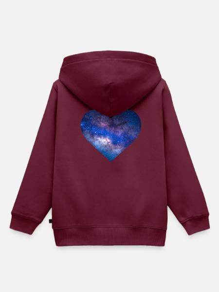 Galaxy Herz - Kinder Premium Organic Hoodie - Burgunderrot