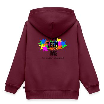Teen Sache - Kinder Premium Organic Hoodie - Burgunderrot - Hinten - AI Model Kid Female (0cm)