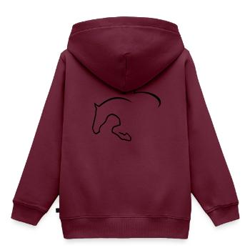 Springreiter - Kinder Premium Organic Hoodie - Burgunderrot - Hinten - AI Model Kid Female (0cm)
