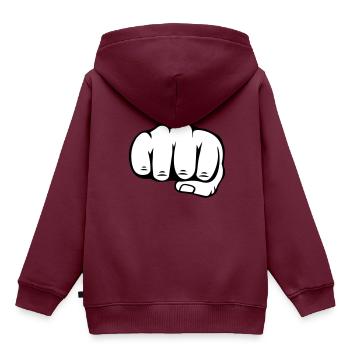 Faust - Kinder Premium Organic Hoodie - Burgunderrot - Hinten - AI Model Kid Female (0cm)