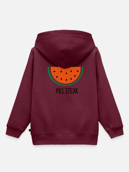 Kein Steak - Kinder Premium Organic Hoodie - Burgunderrot
