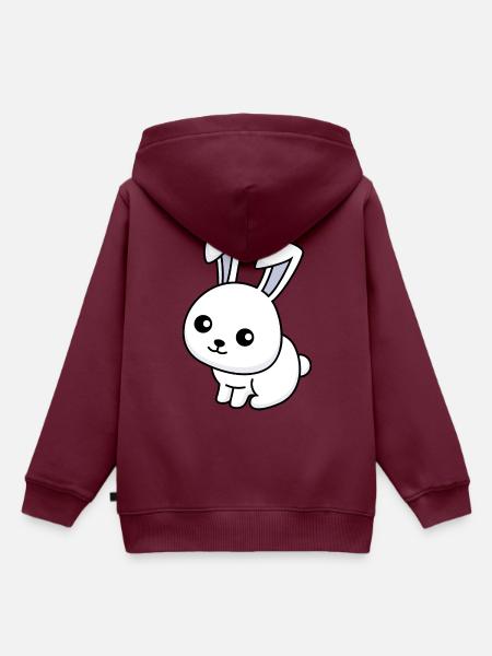Hase Comic Tier - Kinder Premium Organic Hoodie - Burgunderrot