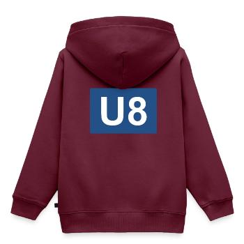 Berlin U-Bahn U8 - Kinder Premium Organic Hoodie - Burgunderrot - Hinten - AI Model Kid Female (0cm)
