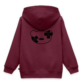 Lustiger Teddybär mit Pflaster - Kinder Premium Organic Hoodie - Burgunderrot - Hinten - AI Model Kid Female (0cm)