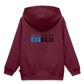 Eiszeit Schriftzug - Kinder Premium Organic Hoodie - Burgunderrot - Hinten - AI Model Kid Female (0cm)