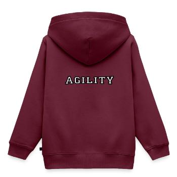 Agility - Kinder Premium Organic Hoodie - Burgunderrot - Hinten - AI Model Kid Female (0cm)