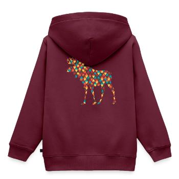 Elch - Kinder Premium Organic Hoodie - Burgunderrot - Hinten - AI Model Kid Female (0cm)