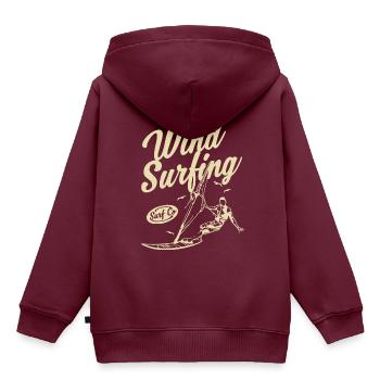 Wind Surfing 1- Wind Surfen - Kinder Premium Organic Hoodie - Burgunderrot - Hinten - AI Model Kid Female (0cm)