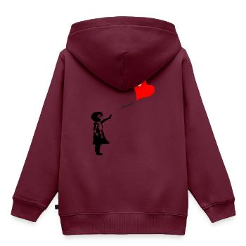 Ballon Kind - Kinder Premium Organic Hoodie - Burgunderrot - Hinten - AI Model Kid Female (0cm)