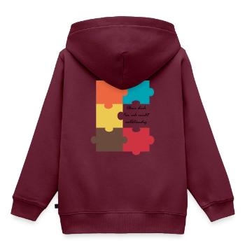 Puzzle - Kinder Premium Organic Hoodie - Burgunderrot - Hinten - AI Model Kid Female (0cm)