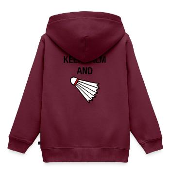 Keep calm Federball - Kinder Premium Organic Hoodie - Burgunderrot - Hinten - AI Model Kid Female (0cm)