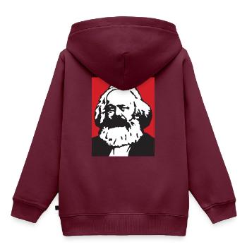 Karl Marx - Kinder Premium Organic Hoodie - Burgunderrot - Hinten - AI Model Kid Female (0cm)