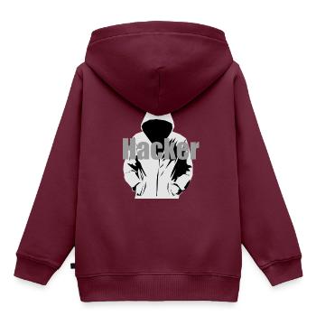 Hacker - Kinder Premium Organic Hoodie - Burgunderrot - Hinten - AI Model Kid Female (0cm)