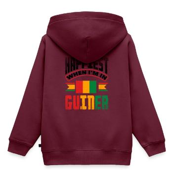 Guinea Guinea Guinea Flagge am glücklichsten, wenn ich in bin - Kinder Premium Organic Hoodie - Burgunderrot - Hinten - AI Model Kid Female (0cm)