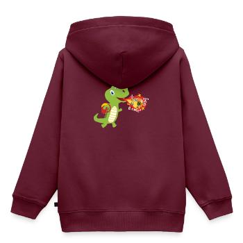 Schuldino bei der Einschulung - Kinder Premium Organic Hoodie - Burgunderrot - Hinten - AI Model Kid Female (0cm)