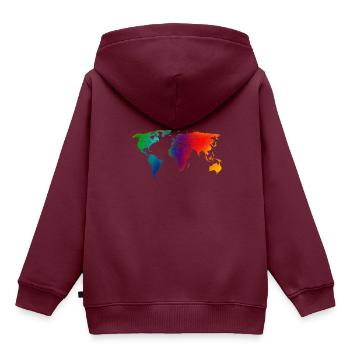 Weltkarte - Kinder Premium Organic Hoodie - Burgunderrot - Hinten - AI Model Kid Female (0cm)