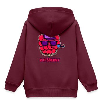 Rap Himbeere - Kinder Premium Organic Hoodie - Burgunderrot - Hinten - AI Model Kid Female (0cm)