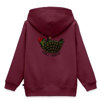Chill-Kröte - Schildkröte am chillen - Kinder Premium Organic Hoodie - Burgunderrot - Hinten - AI Model Kid Female (0cm)