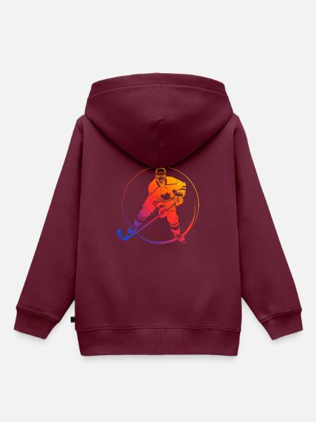 Hockey Spieler Bunt - Kinder Premium Organic Hoodie - Burgunderrot