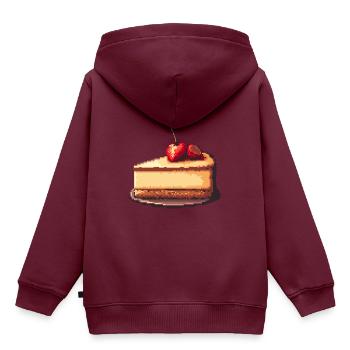 Käsekuchen Pixel - Kinder Premium Organic Hoodie - Burgunderrot - Hinten - AI Model Kid Female (0cm)
