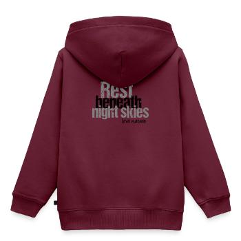 Ruhe unter dem Nachthimmel - Kinder Premium Organic Hoodie - Burgunderrot - Hinten - AI Model Kid Female (0cm)