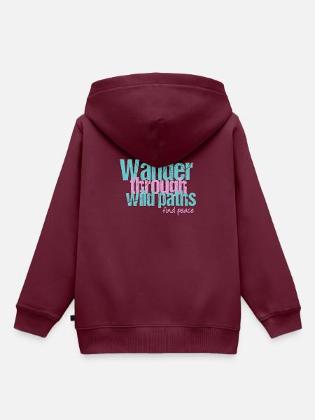 Wandere durch wilde Pfade - Kinder Premium Organic Hoodie - Burgunderrot