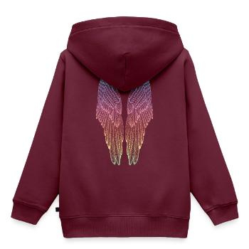 Lange Regenbogenflügel - Kinder Premium Organic Hoodie - Burgunderrot - Hinten - AI Model Kid Female (0cm)