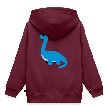 DINO - Kinder Premium Organic Hoodie - Burgunderrot - Hinten - AI Model Kid Female (0cm)