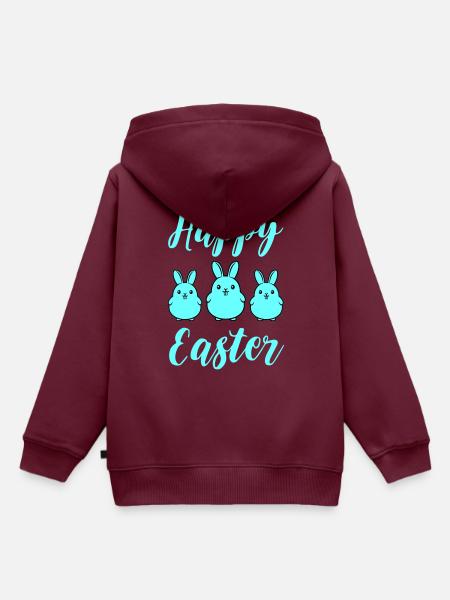Frohe Ostern Hasen - Kinder Premium Organic Hoodie - Burgunderrot