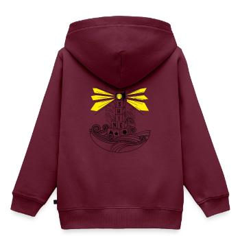 Scheinen - Kinder Premium Organic Hoodie - Burgunderrot - Hinten - AI Model Kid Female (0cm)