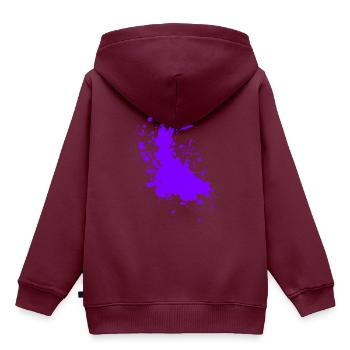 Splatter Farbe Spritzer Abstrakt - Kinder Premium Organic Hoodie - Burgunderrot - Hinten - AI Model Kid Female (0cm)