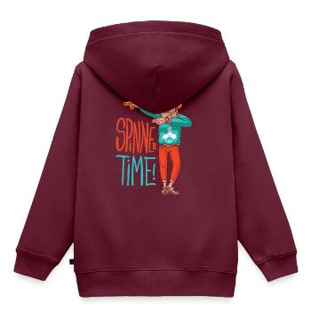 Spinnerjunge mit Kappe macht den dub move - Kinder Premium Organic Hoodie - Burgunderrot - Hinten - AI Model Kid Female (0cm)