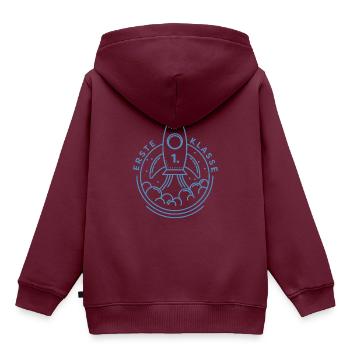 Erste Klasse - Kinder Premium Organic Hoodie - Burgunderrot - Hinten - AI Model Kid Female (0cm)