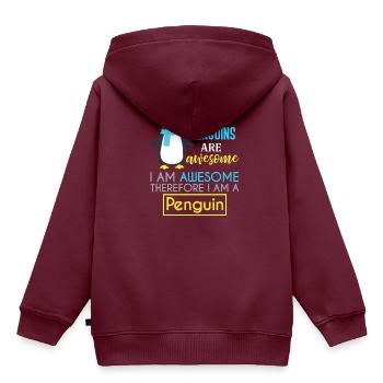 Penguins Penguins - Kinder Premium Organic Hoodie - Burgunderrot - Hinten - AI Model Kid Female (0cm)