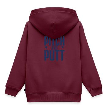 Putt Pitch Pitch and Putt Pitch & Putt Golfen - Kinder Premium Organic Hoodie - Burgunderrot - Hinten - AI Model Kid Female (0cm)