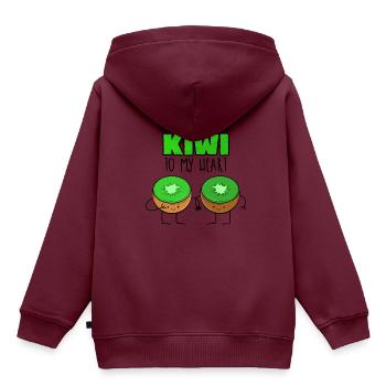 Kiwi - Kinder Premium Organic Hoodie - Burgunderrot - Hinten - AI Model Kid Female (0cm)
