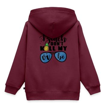 Strand - Kinder Premium Organic Hoodie - Burgunderrot - Hinten - AI Model Kid Female (0cm)