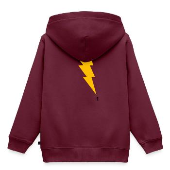 Gewitter - Blitz - Blitzschlag - Strichmännchen 1 - Kinder Premium Organic Hoodie - Burgunderrot - Hinten - AI Model Kid Female (0cm)
