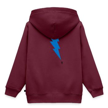 Gewitter - Blitz - Blitzschlag - Strichmännchen 10 - Kinder Premium Organic Hoodie - Burgunderrot - Hinten - AI Model Kid Female (0cm)
