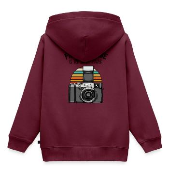 Fotograf - Kinder Premium Organic Hoodie - Burgunderrot - Hinten - AI Model Kid Female (0cm)