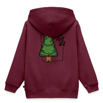 Weihnachtsbaum - Kinder Premium Organic Hoodie - Burgunderrot - Hinten - AI Model Kid Female (0cm)
