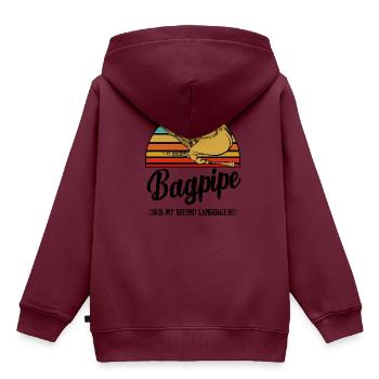 Dudelsack - Kinder Premium Organic Hoodie - Burgunderrot - Hinten - AI Model Kid Female (0cm)