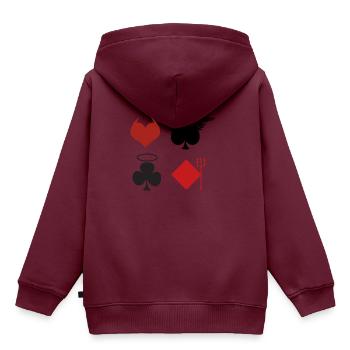 Poker Blackjack Ass Devil Teufel Casino Angel Card - Kinder Premium Organic Hoodie - Burgunderrot - Hinten - AI Model Kid Female (0cm)