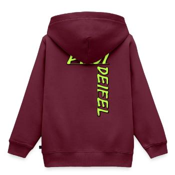Pfui Deifel - Kinder Premium Organic Hoodie - Burgunderrot - Hinten - AI Model Kid Female (0cm)
